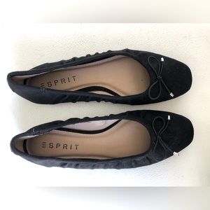 Esprit NWOT Black Plush Fabric Flats Size 7.5